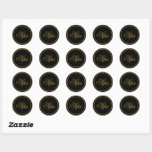 Rond Sticker Mariage "Sips" - Or noir (Feuille)
