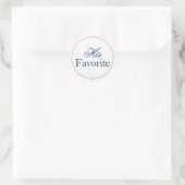 Rond Sticker Mariage "Son préféré" Blush Pink/Navy (Sac)
