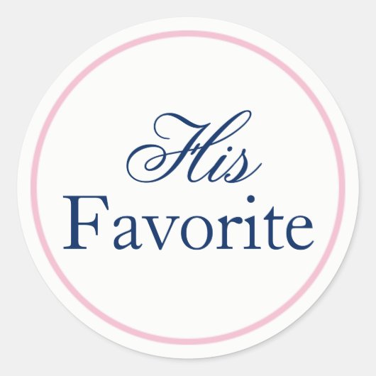Rond Sticker Mariage "Son préféré" Blush Pink/Navy (Devant)