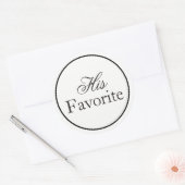 Rond Sticker Mariage "Son préféré" noir et blanc (Enveloppe)