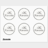 Rond Sticker Mariage "Son préféré" noir et blanc (Feuille)
