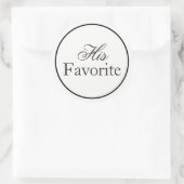 Rond Sticker Mariage "Son préféré" noir et blanc (Sac)
