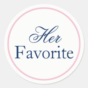 Rond Sticker Mariage "Son préféré" rose-bleu/marine