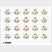 Rond Sticker Mariage Sunset Beach (Feuille)