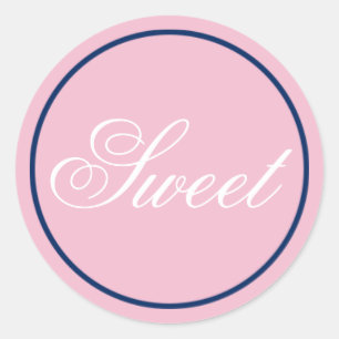 Rond Sticker Mariage "Sweet" - Rose-Noir/Marine