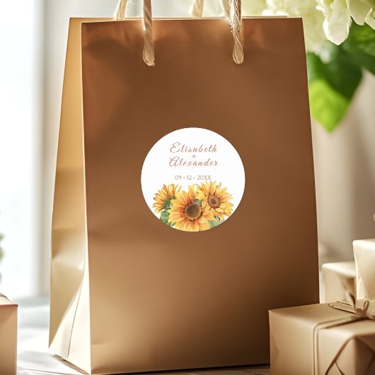 Rond Sticker Mariage tournesol