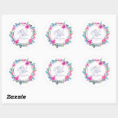 Rond Sticker Mariage tropical personnalisé (Feuille)