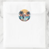 Rond Sticker Mariage Tropical Sunset (Sac)
