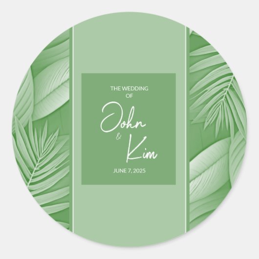 Rond Sticker Mariage vert tropical (Devant)