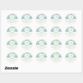 Rond Sticker Mariage Verte et Aqua (Feuille)