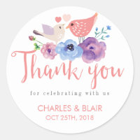 Sticker Mariage vintage Inséparable Floral Merci