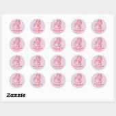 Rond Sticker Mariage Whimsical Rose main tiré (Feuille)