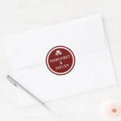 Rond Sticker Maroon Red & White Mariage Circle Nom (Enveloppe)