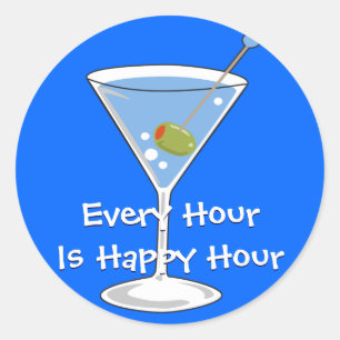 Rond Sticker Martini Bleu
