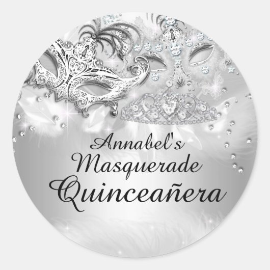 Rond Sticker Masquerade de Quinceanera (Devant)
