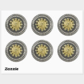 Rond Sticker médaillon or et argent (Feuille)