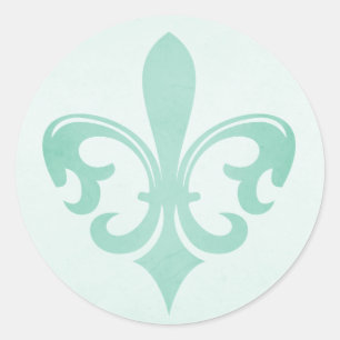 Rond sticker menthe vert Fleur de lis