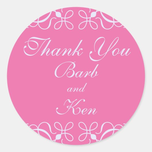 Rond Sticker Merci à rouleaux en rose bonbon (Devant)