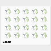 Rond Sticker Merci aquarelle feuilleté (Feuille)