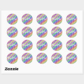 Rond Sticker Merci arc-en-ciel (Feuille)