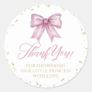 Rond Sticker Merci Baby shower fille pour Baby shower