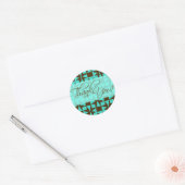 Rond Sticker Merci (Birini : aqua/brun) (Enveloppe)
