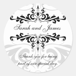 Rond Sticker Merci blanc noir Favoriser