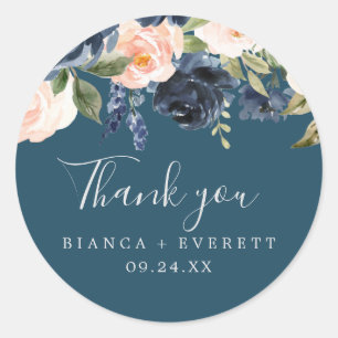 Rond Sticker Merci bleu bleu Blush & Navy