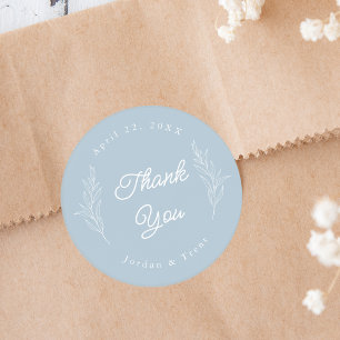 Rond Sticker Merci bleu Dusty Favor Mariage