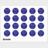 Rond Sticker Merci bleu perles et saphir (Feuille)