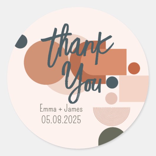 Rond Sticker Merci Boho Shapes (Devant)