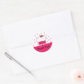 Rond Sticker Merci Cupcake rose (Enveloppe)