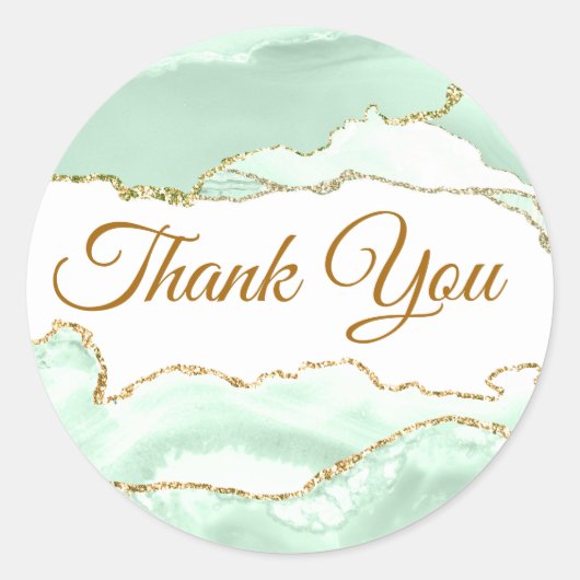 Rond Sticker Merci d'agate vert Seafoam (Devant)