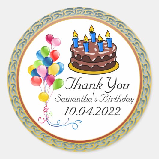 Rond Sticker Merci d'anniversaire (Devant)