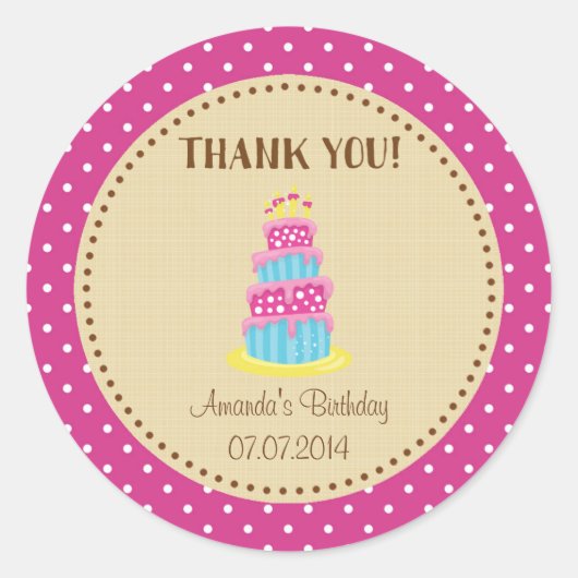 Rond Sticker Merci d'anniversaire (Devant)