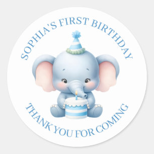 Rond Sticker Merci d'anniversaire bleu mignon