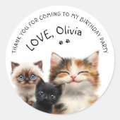 Rond Sticker Merci d'anniversaire de chats mignons (Devant)