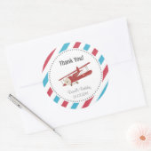 Rond Sticker Merci d'anniversaire de l'avion (Enveloppe)