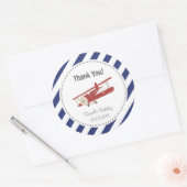 Rond Sticker Merci d'anniversaire de l'avion (Enveloppe)