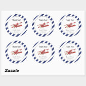 Rond Sticker Merci d'anniversaire de l'avion (Feuille)