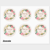 Rond Sticker Merci d'anniversaire Fleurs (Feuille)