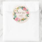 Rond Sticker Merci d'anniversaire Fleurs (Sac)