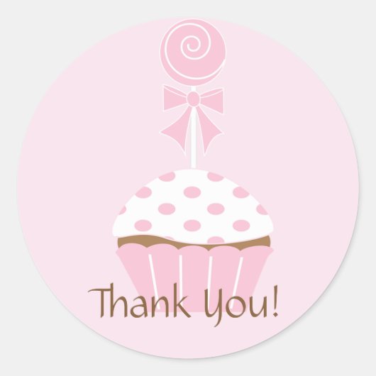 Rond Sticker Merci d'anniversaire heureux Cupcake Lolli (Devant)