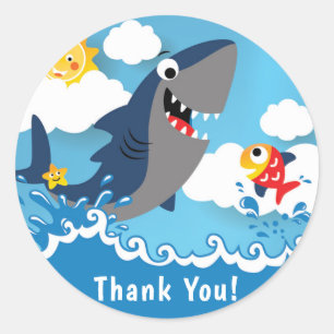Rond Sticker Merci d'attaque de requin Favoriser