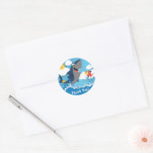 Rond Sticker Merci d'attaque de requin Favoriser (Enveloppe)