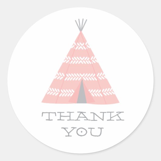Rond Sticker Merci de fête d'anniversaire Teepee (Devant)