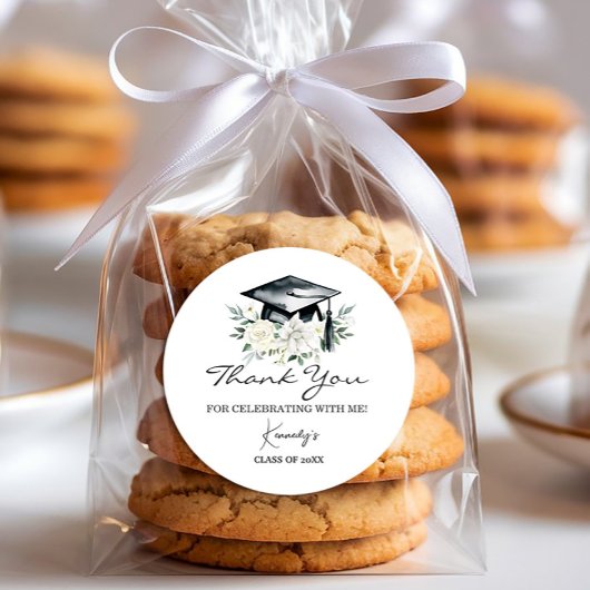 Rond Sticker Merci de graduation élégant - Casquette no