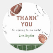 Rond Sticker Merci de la fête d'anniversaire de footbal (Devant)