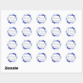 Rond Sticker Merci de mariage Fleur Bleue Faveur (Feuille)