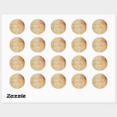 Rond Sticker Merci de mariage vintage (Feuille)
